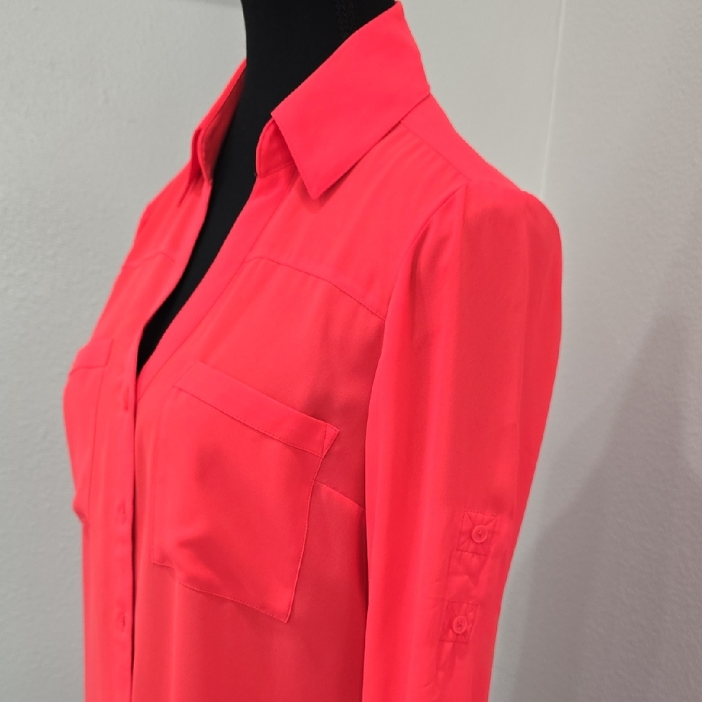Express Coral Button-Down Utility Blouse - image 5